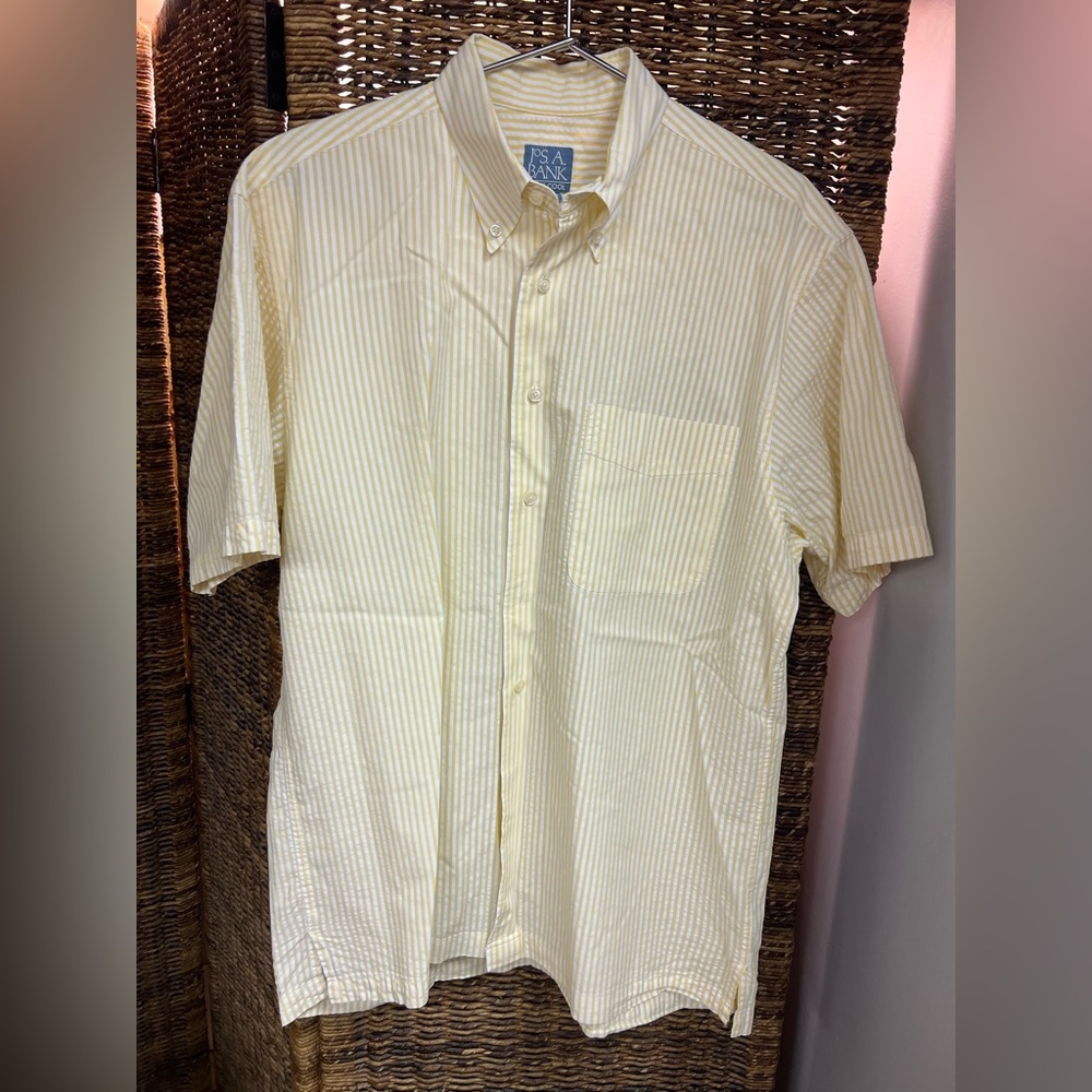 Jos A Bank- Stay Cool- Yellow/White, Size: Medium, Pre-Owned